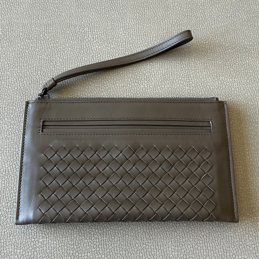 Bottega Veneta Leather Wristlet in Brownish/Grayish